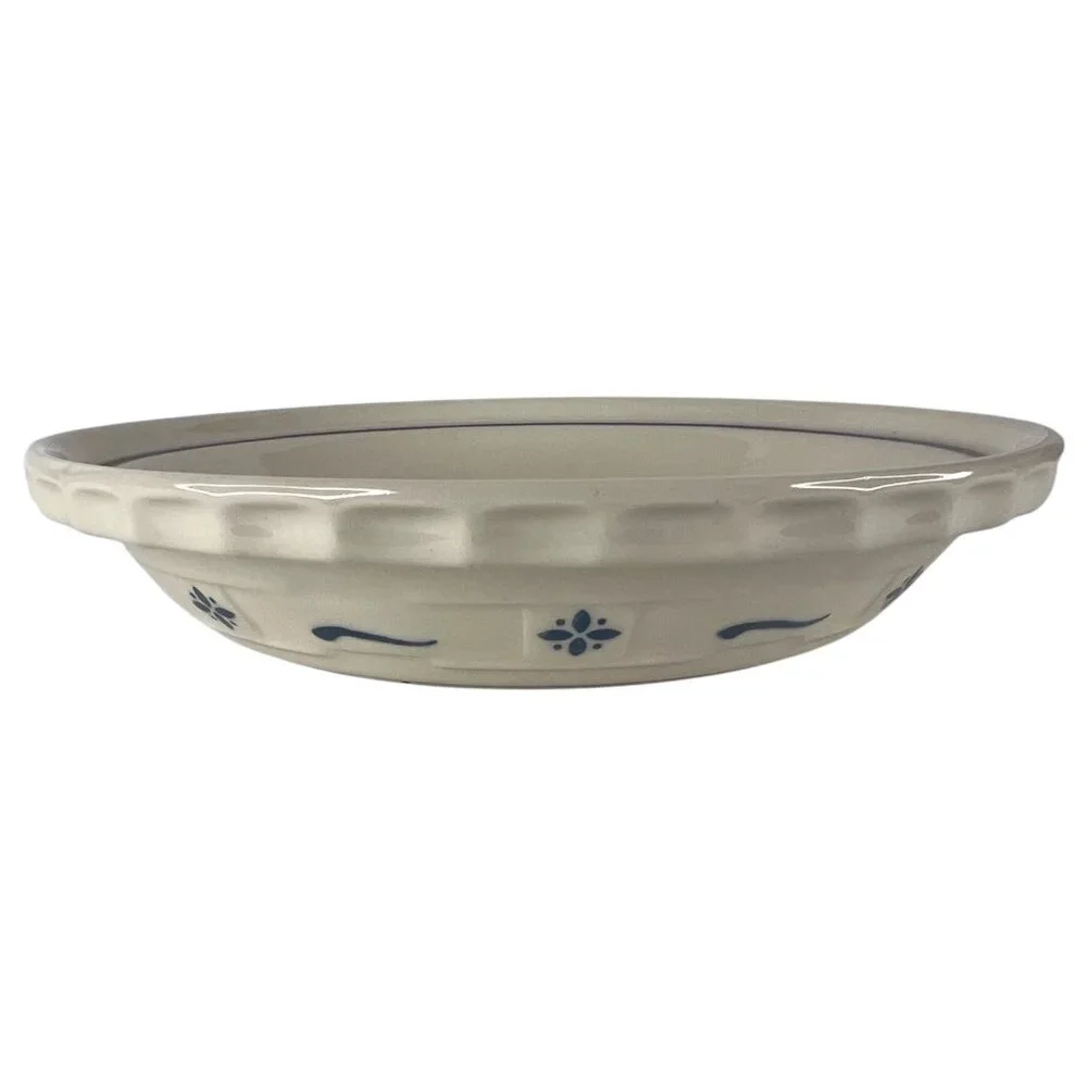 Longaberger‎ Pottery Grandma Bonnies Woven Traditions Pie Plate Classic Blue 10”